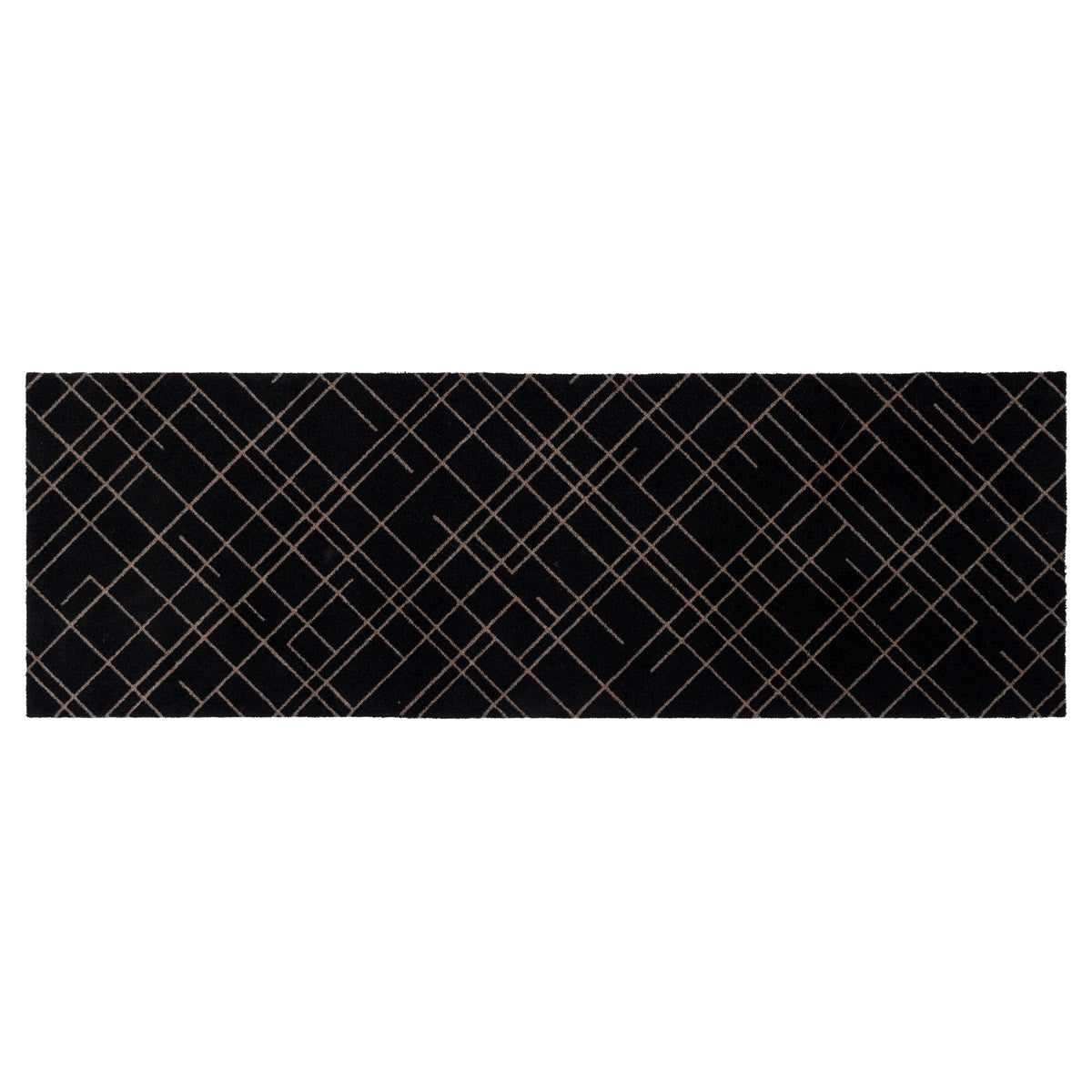 FLOOR MAT 67 x 200 CM - LINES BLACK/SAND